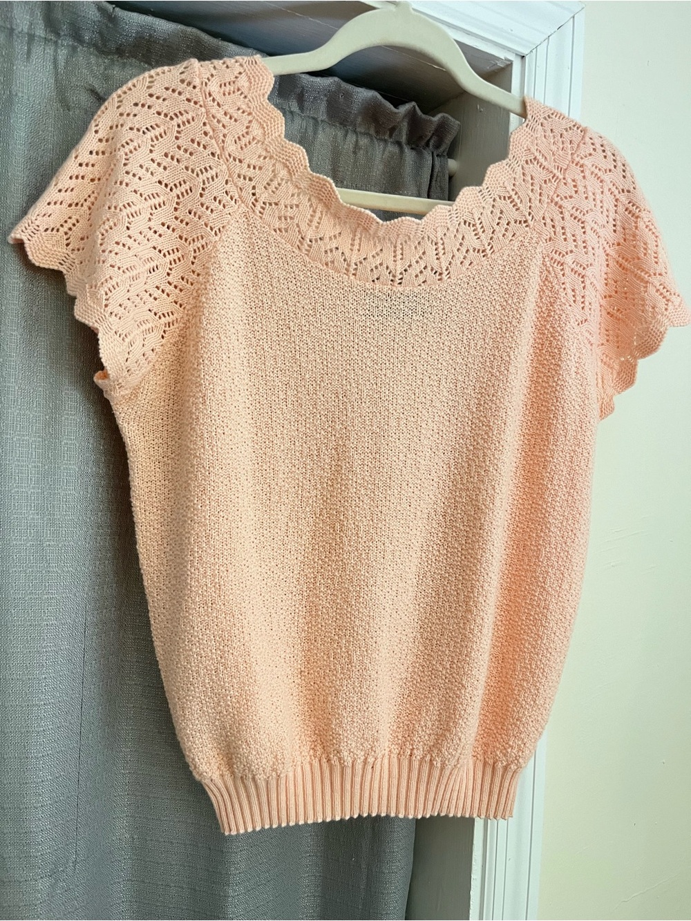 Vintage Peach Knit Short Sleeve Sweater S/M